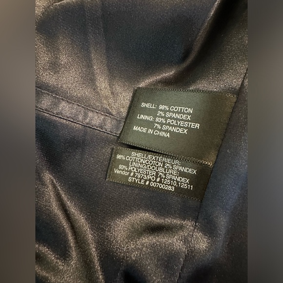 CLUB MONACO Blue Velvet Blazer Jacket Coat Navy Cropped Notch Stand Up Collar - Picture 10 of 14